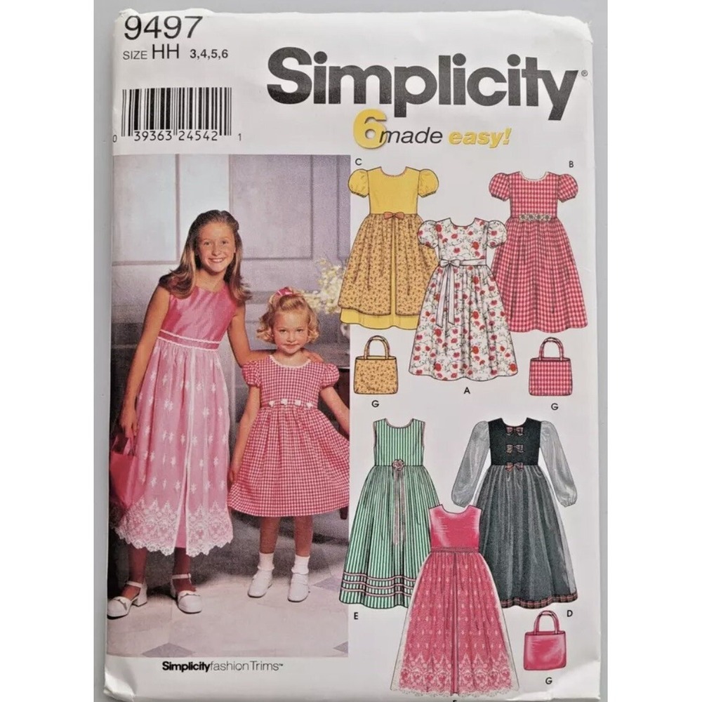 Simplicity 9497 Girls Toddlers Dress Purse Petticoat Sewing Pattern Size 3-6 UC